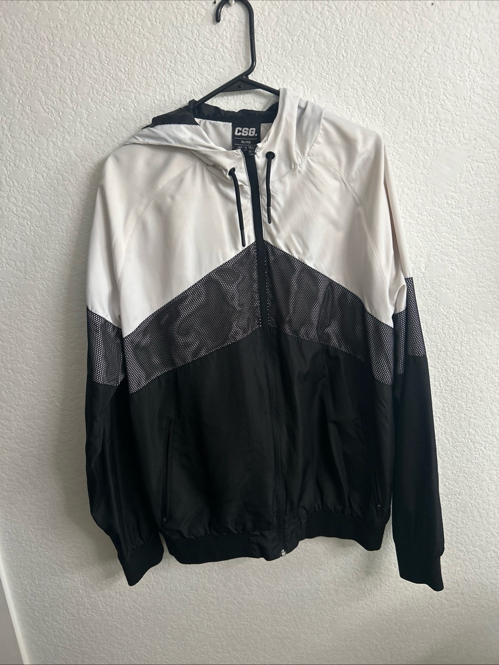 CSG Lightweight Black & White Hooded Windbreaker